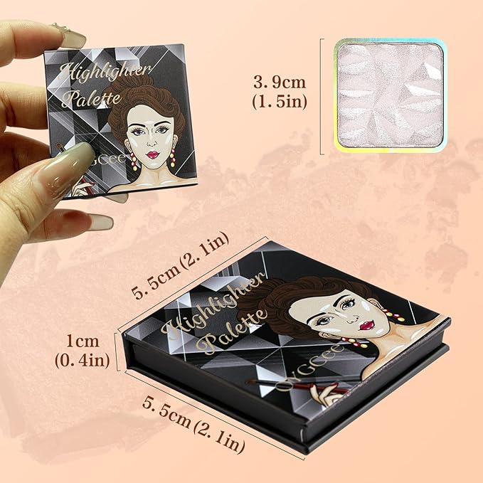 Shimmer Highlighter Palette Brown Color for Black Women,Highlight Face/Body,Long