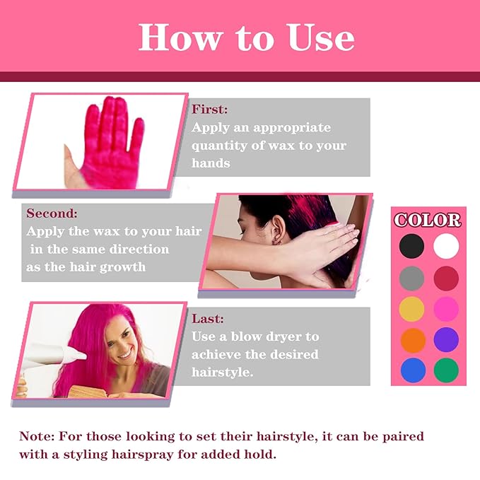 Pink Hair Color Wax, Temporary