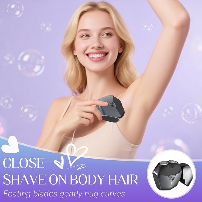 Electric Shavers for Women, Womens Electric Leg Shaver Cordless Painless Facial Hair Removal for Arms and Underarms Bikini Trimmer,Portable and Safe Wet and Dry Use Women Shaver (Iron Black)