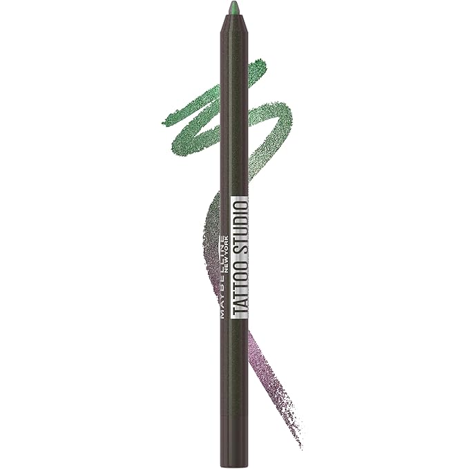 MAYBELLINE Tattoo Studio Long-Lasting Sharpenable Eyeliner Pencil, Glide on Smooth Gel Pigments with 36 Hour Wear, Waterproof, Aurora Flip, 1 Count