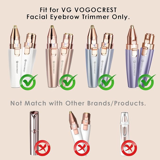 Replacement Heads for Eyebrow Facial Trimmer: Original Heads Replacement Set for 2 in1 Facial Eyebrow Trimmer - Suitable for Model VG-102, VG-1023,VG-1024