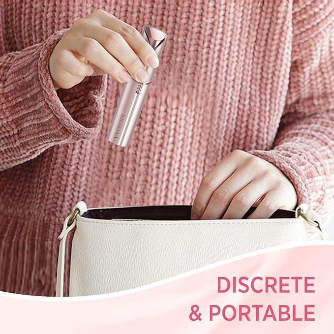 Facial Hair Removal for Women - Painless Facial Hair Remover - Electric Hair Removal Device for Face Lips Peach Fuzz with Light (Rose Gold)