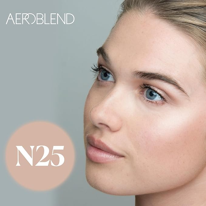 AEROBLEND Airbrush Foundation Makeup (N25) Professional, Water-Based, Buildable, skin types, 1 oz