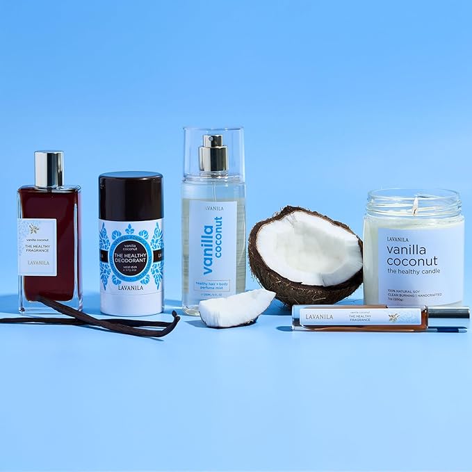 LAVANILA Vanilla Coconut Healthy Hair + Body Perfume Mist, 5 Fl Oz - Sweet & Tropical Fragrance Spray Formulated with Jojoba Oil, Madagascar Vanilla, Coconut, Tahitian Tiare Flower