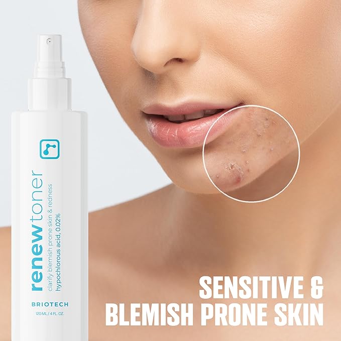 BRIOTECH Renew Toner, Hypochlorous Acid Spray, Minimize Appearance of Blemishes, Soothing Facial Mist for Sensitive Skin, Calm Redness & Bumps, Hypoallergenic & Vegan, 2 fl oz Travel Size (2)