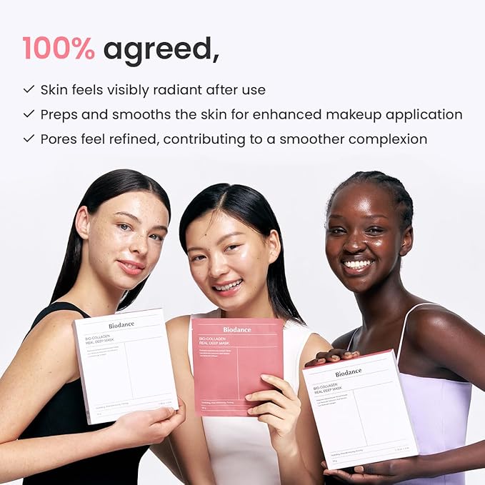 BIODANCE Bio-Collagen Real Deep Mask, Hydrating Overnight Hydrogel Mask, Pore Minimizing, Elasticity Improvement, 34g x4ea