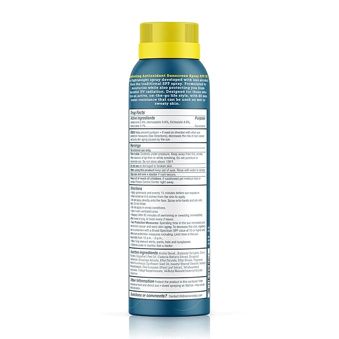 Oars + Alps Sunscreen Spray for Face & Body, SPF 30 Spray Sunscreen Infused with Vitamin C & Antioxidants, No White Residue, Water & Sweat Resistant, All Skin Types, Lightweight, Hydrating, 6oz, 2pk