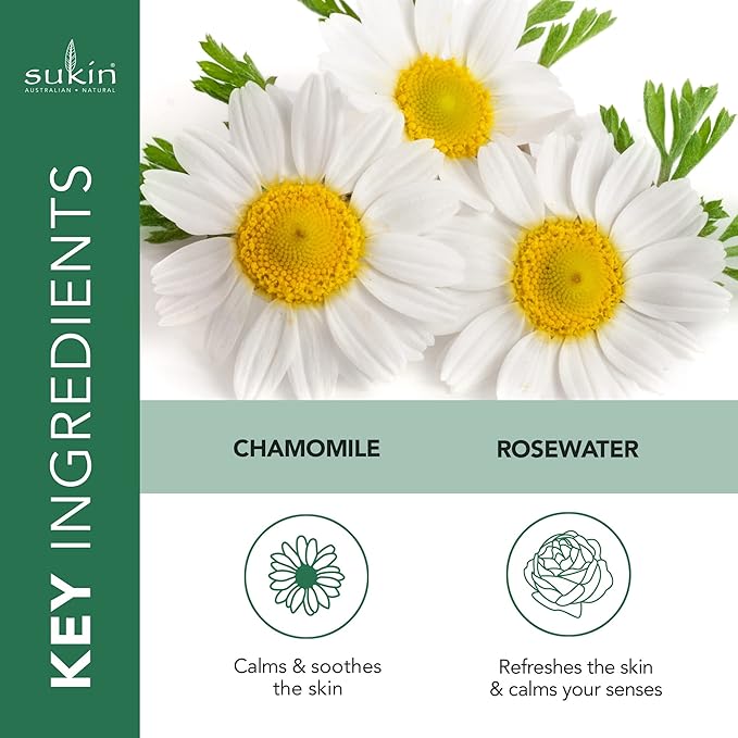 Sukin Organics Hydrating Mist Toner, Rosewater Facial Mist Spray, Refreshing Skin Care Routine for Face & Neck, Suitable for All Skin Types, 4.23 Fl Oz