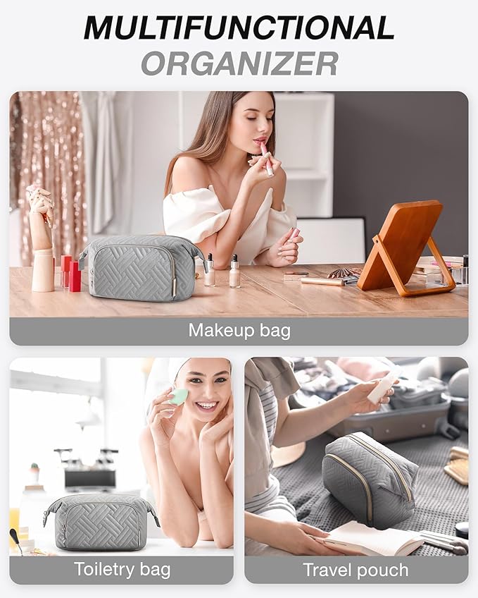 BAGSMART Travel Makeup Bag, Cosmetic Bag Make Up Organizer Case,Large Wide-open Pouch for Women Purse for Toiletries Accessories Brushes