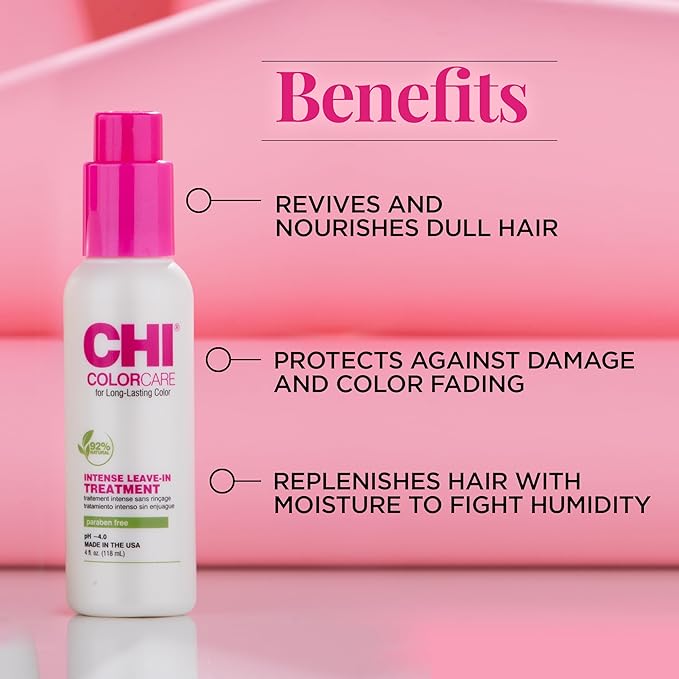 CHI ColorCare Intense Leave-In Treatment, Multi-Benefit Hair Product Intensely Revives & Nourishes Dull Hair, Sulfate, Paraben, & Cruelty-Free, 4 Oz