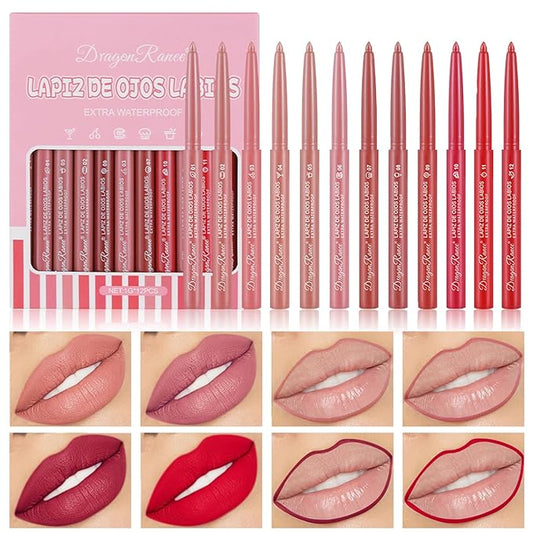 12 Colors Matte Lip Liner/Lipstick Set,One Step Lips Makeup Kit,Velvet Nude Collection Waterproof Long Wear Lip Gloss, Lip Liner for Women To Create The Perfect Matte Lip Look