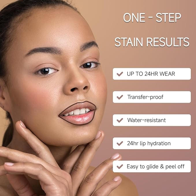 KISSIO Lip Liner Stain,Peel Off Lip Liner,Transfer Proof,Long Lasting and Waterproof,Lips Tint Tattoo,Natural Makeup Stain,Matte Finish,Light brown