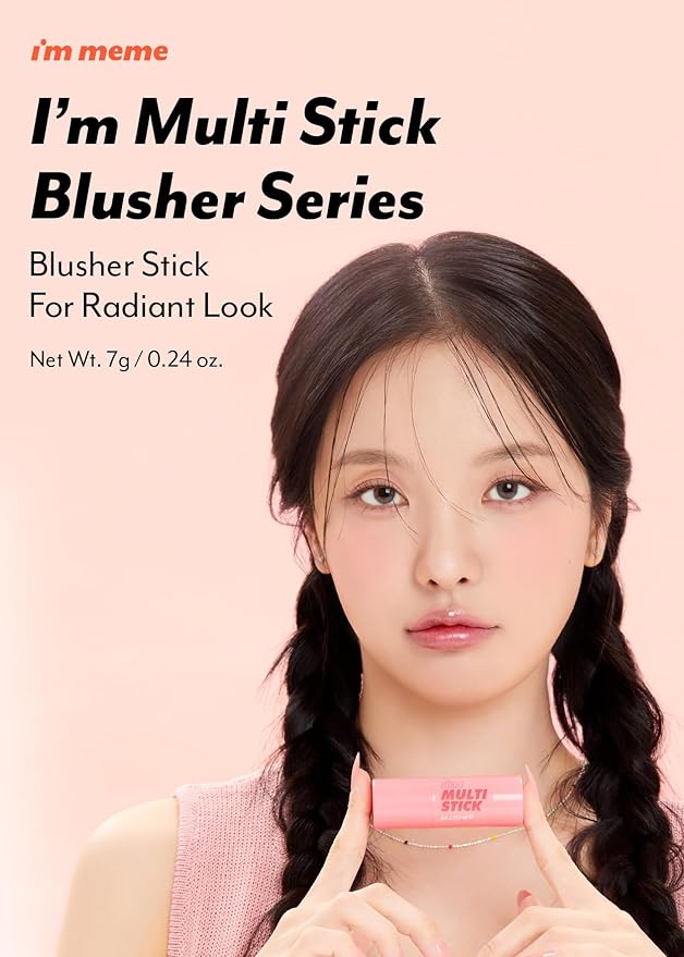 I'M MEME Blusher - I'm Multi Stick 001 Rose | Easy Blendable Cream Blush for Natural Look, Multi Blush Stick for Cheek Tint, Face Contour Makeup, and Face Blush, Suitable for Beginners and All Ages