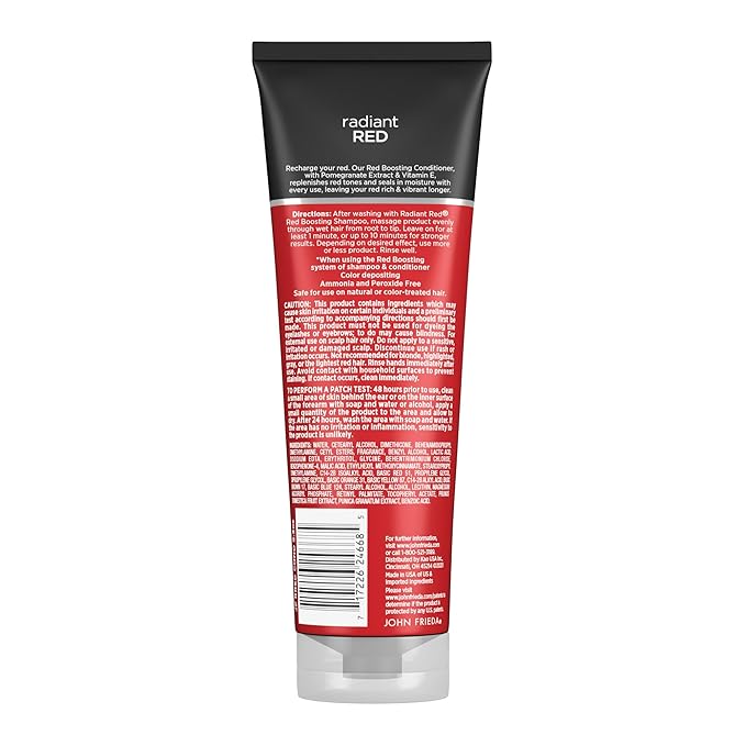 John Frieda Radiant Red, Color Boosting Conditioner, Hydrates and Enhances Red Tones with Pomegranate Extract and Vitamin E for Natural or Color-Treated Hair, 8.3 Oz