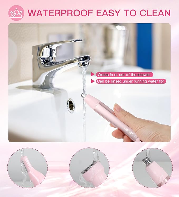 Nose Hair Trimmer for Women 3in1 Facial Hair Removal Trimmers with Storage Base - Waterproof, Portable USB Rechargeable with Travel Bag- Trims Nose, Ear, Eyebrow, Peach-Fuzz, Lips, Chin Face Hair