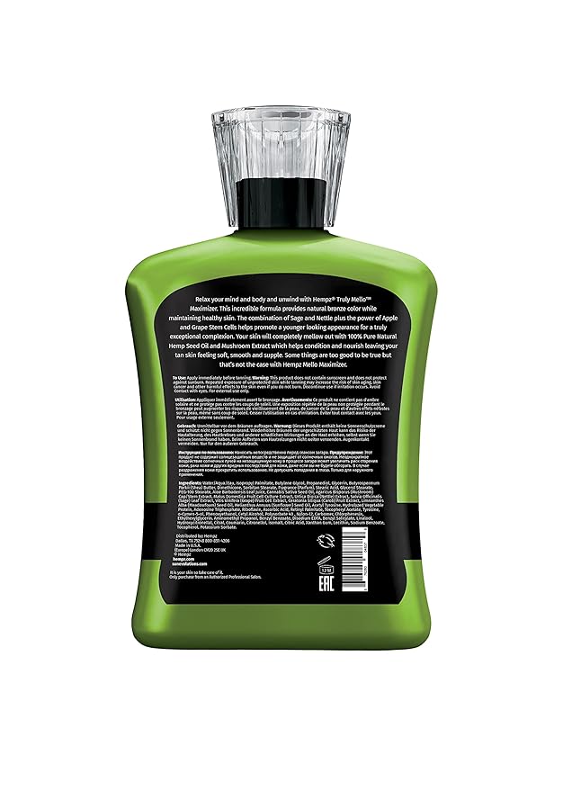 HEMPZ Truly Mello Max Dark Tan Intensifier with Tyrosine - Herbal Moisturizing Self Tanning Lotion for Tanning Beds, Beach, Sun 13.5 Fl OZ