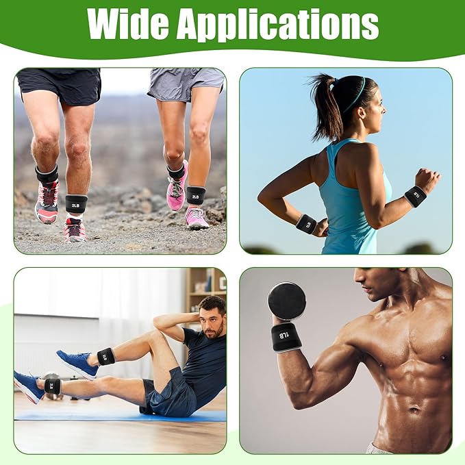 4 Pairs Wrist Leg Weights for Women Ankle 1lbs 2lbs 2lbs Each