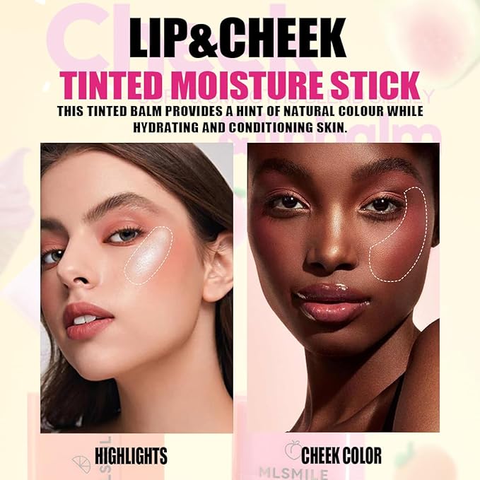 Multi-Purpose Makeup Hydrating Cream Blush Stick, Beauty Solid Moisturizer Stick For Cheek & Eyes & Lips,Waterproof Natural Moisture Smooth Blendable Matte Finish Face Blush Makeup (#02 Guava)