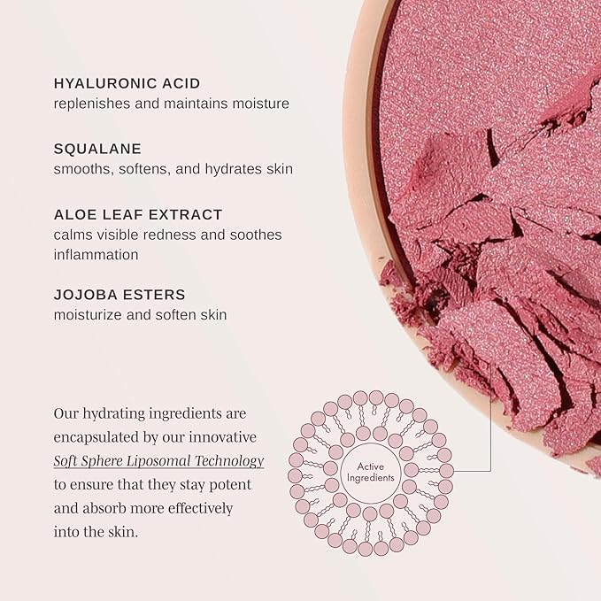 Wander Beauty Hydrating Powder Blush - Lightweight, Rose Blush Makeup with a Blurring, Satin Finish - Buildable Formula with Hyaluronic Acid, Squalane & Aloe Leaf Extract - Are We Bare Yet - 0.18 oz