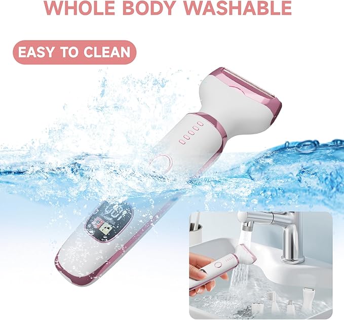 Electric Razor Shavers for Women 5 in 1 Electric Shaver for Women,Cordless Replaceable Facial Eyebrow Razors & Nose Hair Trimmer, Wet Dry Bikini Trimmer Pubic Hair Removal Gifts for Womens 3028A White