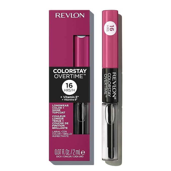Revlon Liquid Lipstick with Clear Lip Gloss, ColorStay Overtime Lipcolor, Dual Ended with Vitamin E, 260 Perennial Plum, 0.07 Fl Oz