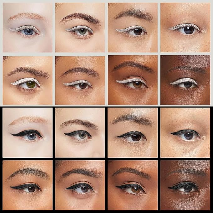 Kaely 2Pcs Black Silver Gel Eyeliner Pencil,Natural Cream Eye Liner Waterproof Smudge Proof,Cat Eye Black Smokey Eyeshadow Palette Stick Crayon,Goth Halloween Makeup,delineador de ojos contra el agua