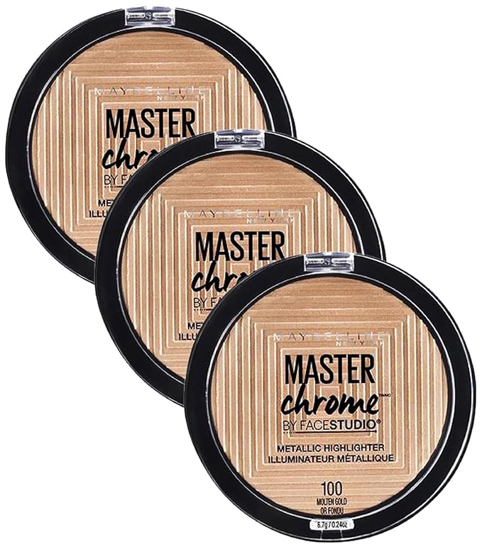 Maybelline Master Chrome Metallic Highlighter Powder, Molten Gold, of 3)