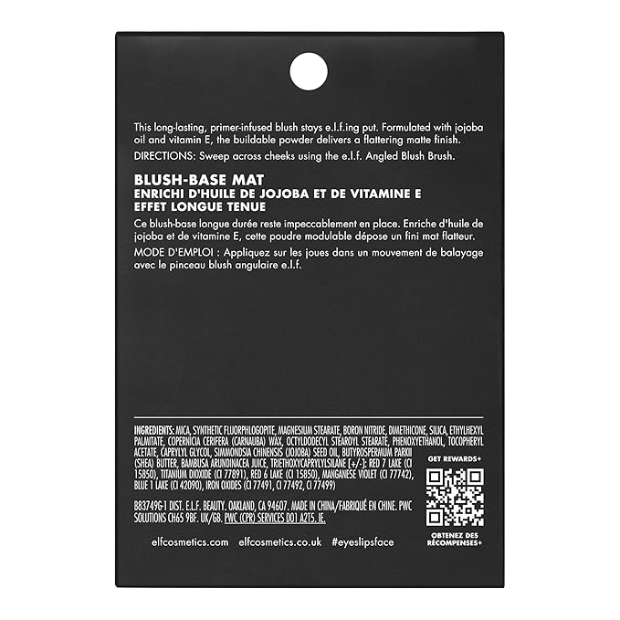 e.l.f. Primer-Infused Matte Blush, Long-Lasting, Lightweight & Buildable Always Vibrant