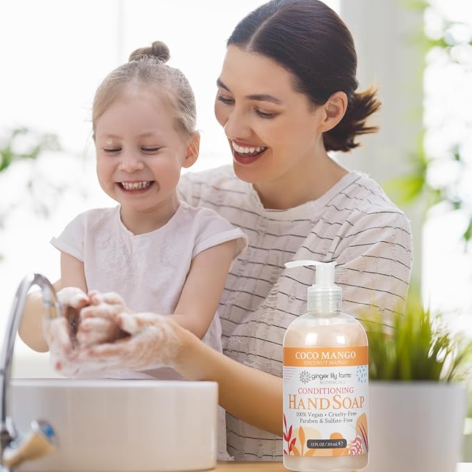 Ginger Lily Farms Botanicals Conditioning Liquid Hand Soap, Coco Mango, 100% Vegan & Cruelty-Free, Coconut Mango Scent, 12 Fl Oz (Pack of 6)
