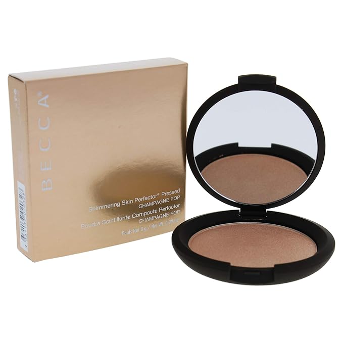 BECCA Shimmering Skin Perfector Pressed Highlighter, Champagne Pop Pearl, 0. 28 Oz