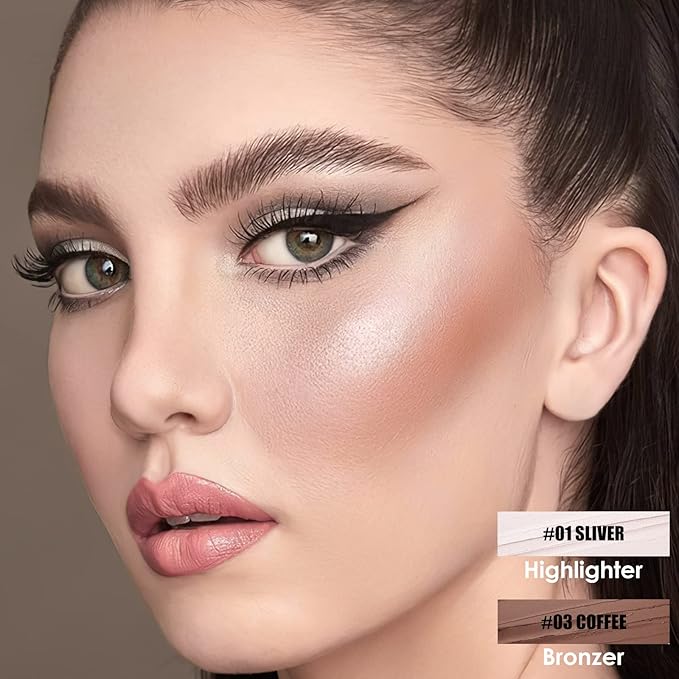 FOCALLURE 2 Pcs Contour Foundation Stick, Highlighter & Trimming Stick,Universal