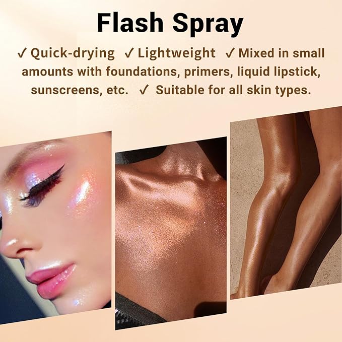 Face Liquid Highlighter Shimmer Body Spray for Hair (M2, Standard)