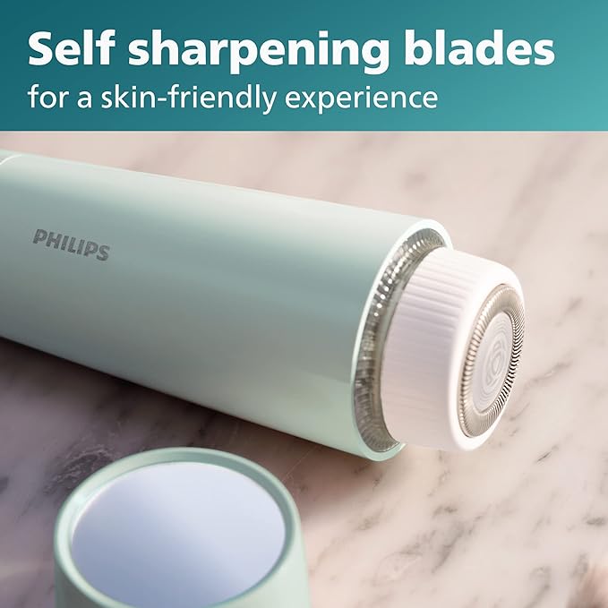 Philips Beauty Series 5000 Electric Shaver and Personal Groomer for Women, Cordless & Compact, Hypoallergenic Head, Gentle & Quick Hair Removal Easy Touch Ups, Mint Green, BRR474/00