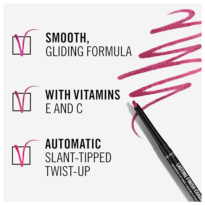Lasting Finish Exaggerate Automatic Lip Liner, 105 Mauve Spell, Shelf Pack of 3