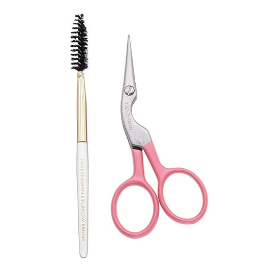 Tweezerman Exclusive Tea Rose Brow Shaping Scissors & Brush