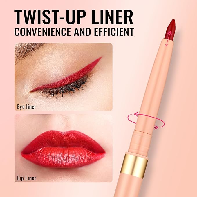 Oulac Waterproof Lipliner Pencil - Smooth and Creamy, Retractable Lip Makeup for Precision Application, Vegan & Cruelty-Free, LL08 Ruby