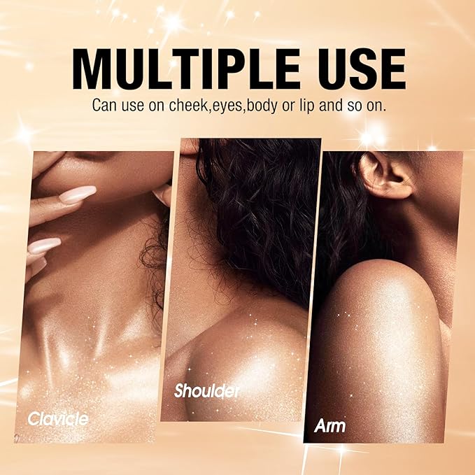 Glitter Body Highlighter Powder Body Shimmer Sparkle Face head( Golden)