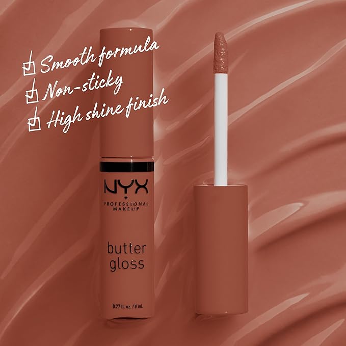 NYX PROFESSIONAL MAKEUP Butter Gloss, Non-Sticky Lip Gloss - Bit Of Honey (Peach Nude)