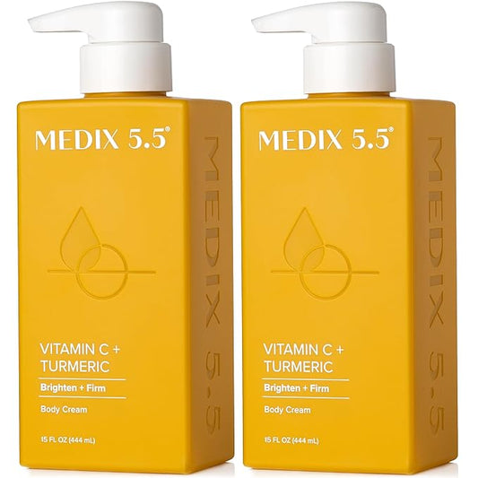 Medix 5.5 Vitamin C Cream Brightening Body Lotion & Face Moisturizer | Anti Aging Vitamin C Lotion For Women & Men Helps Soften The Look Of Dark Spots, Wrinkles, & Uneven Looking Skin Tone, 2-Pack