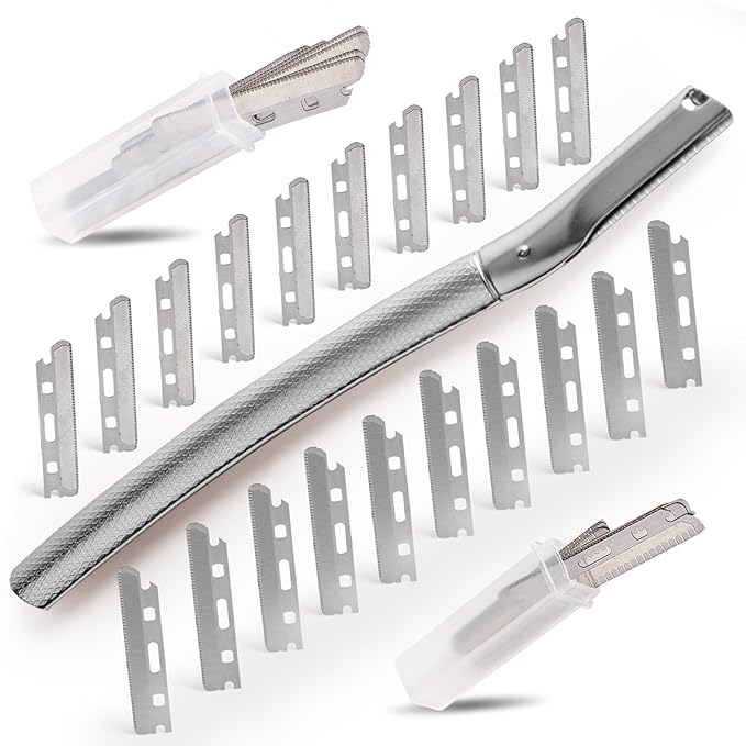 Dermaplane Razor for Women Face with 20PCS Blades,Professional Facial Razors for Peach Fuzz and Eyebrow Hair Removal,Stainless Steel Multipurpose Face Shavers with Gift Box