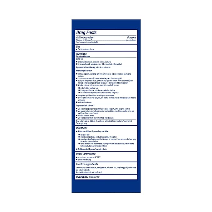 Differin acne treatment gel, 180