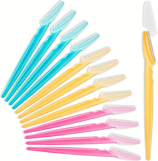 12 Pcs Eyebrow Razor, Multipurpose Exfoliating Dermaplaning Tool for Face, Facial and Eyebrow Shaper with Precision Cover for Women Men Use