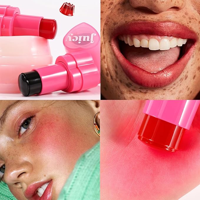 Water Jelly Tint Blush, 3-In-1 Multi-Use Blush Cream Blush Stick for Eyes, Cheeks & Lips, Hydrating & Bouncy Jelly Texture, Blends Perfect for Skin Portable Multipurpose Long Lasting Waterproof(05, s)