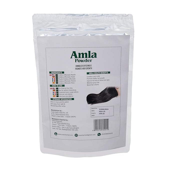 SVATV Amla Powder, Emblica Officinalis, Amalaki, Indian Gooseberry, Long Hairs 227g