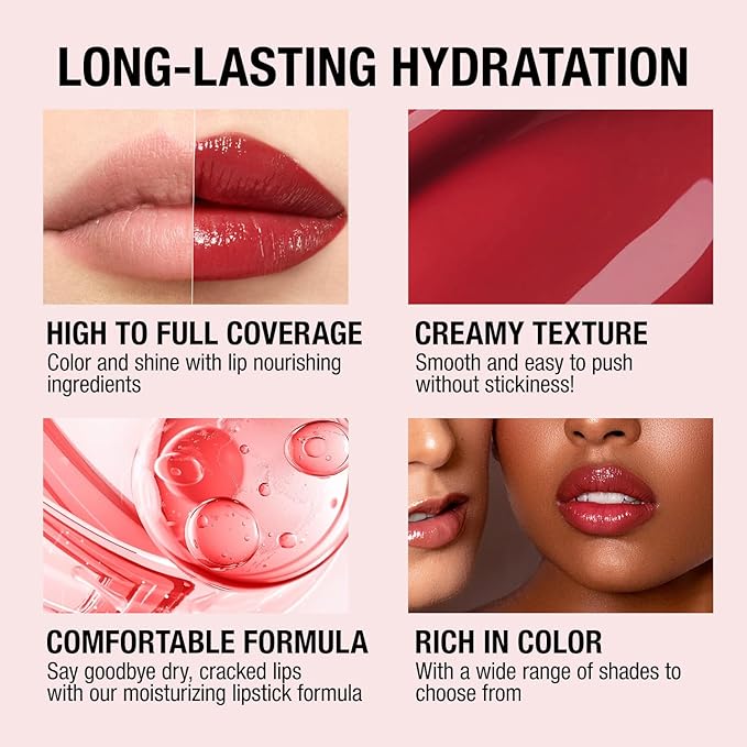 Jolilab 12 Colors Cream Texture Lip Gloss Set - Highly Pigmented, Long - Lasting, Moisturizing Makeup for Women(Set 12Color)