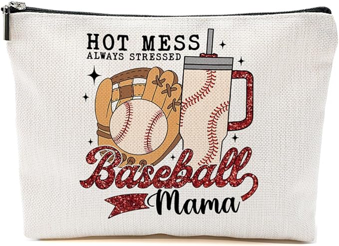 Baseball Gifts Mama Gifts Mom Gifts, Baseball Stuff Makeup Bag, Gifts for Mom Women Baseball Team Player Mam, Baseball Mama Cosmetic Bag, Baseball Coach Gifts Toiletry Bag Christmas Birthday Gifts