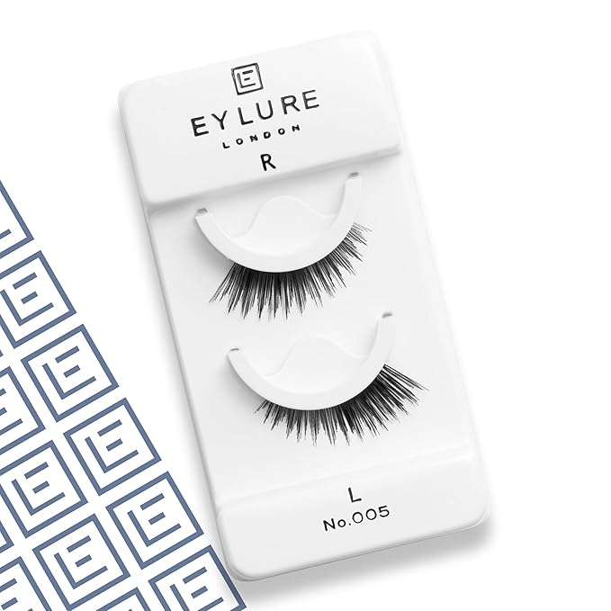 Eylure Press On Pre-Glued False Eyelashes, 3/4 Length Lashes, No. 005, 1 Pair