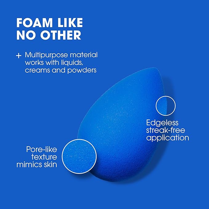 Beautyblender® | Sapphire Beauty Blender Makeup Sponge, Super-Soft Foam Easily Blends Foundations, Powders & Creams, Made in USA, Reusable, Washable, Streak Free Application, Vegan, Cruelty Free