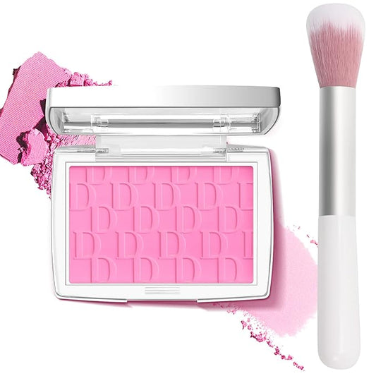Pink Blush Powder Blush for Cheeks with Brush, Matte Blush Palette Blush Powder Face Blusher, Natural Blendable Formula Silky Lightweight Makeup Blush Rubores de Maquillaje, 001#