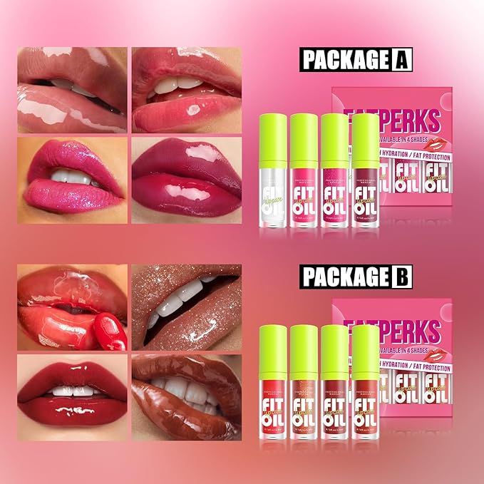 4 Colors Lip Oil Lip Glaze, Hydrating Lip Glow Oil Big Brush Head Shiny Moisturizing Lip Gloss, Long Lasting Non-sticky Fresh Transparent Tinted Plumping Lip Oil- Set A